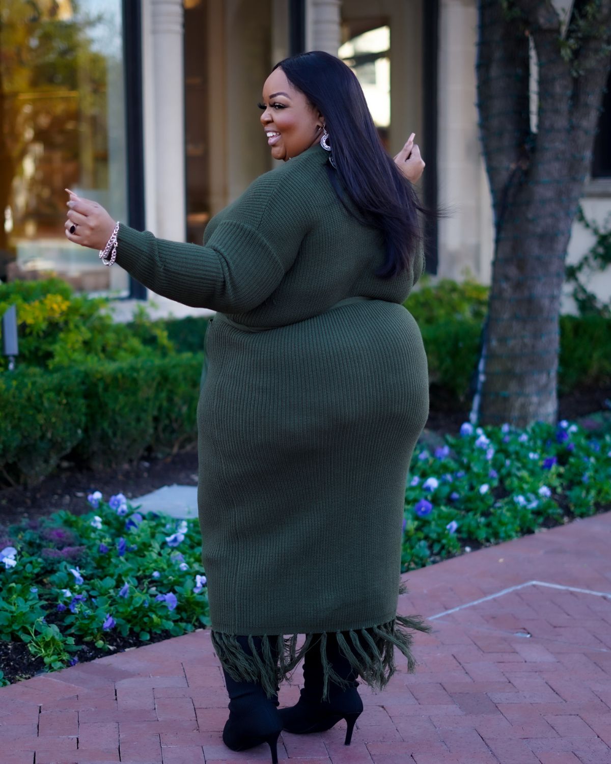 Valencia Women's Plus Size Cardigan With Pockets Green